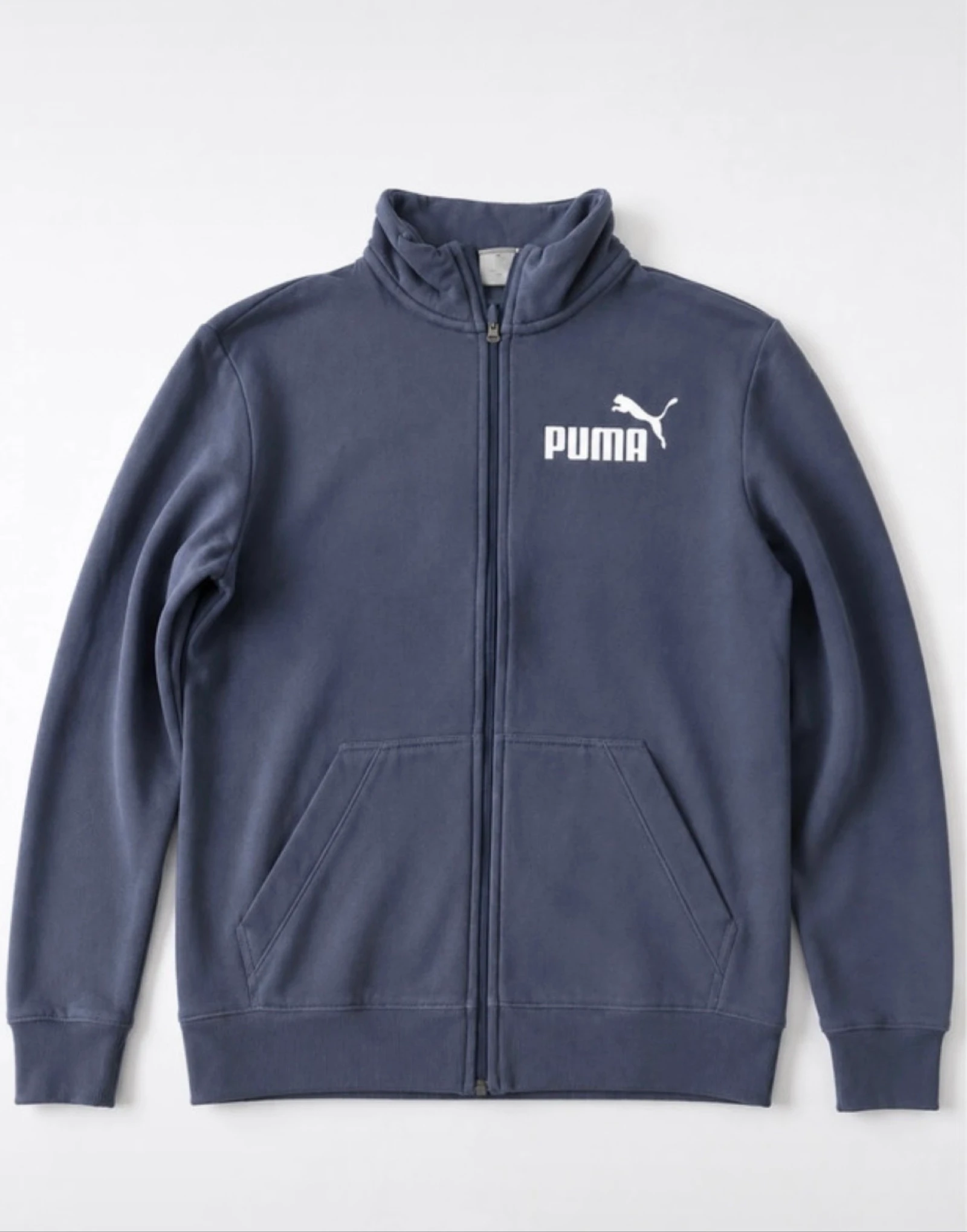 Sudadera Puma azul con cremallera | Talla M | Logo blanco